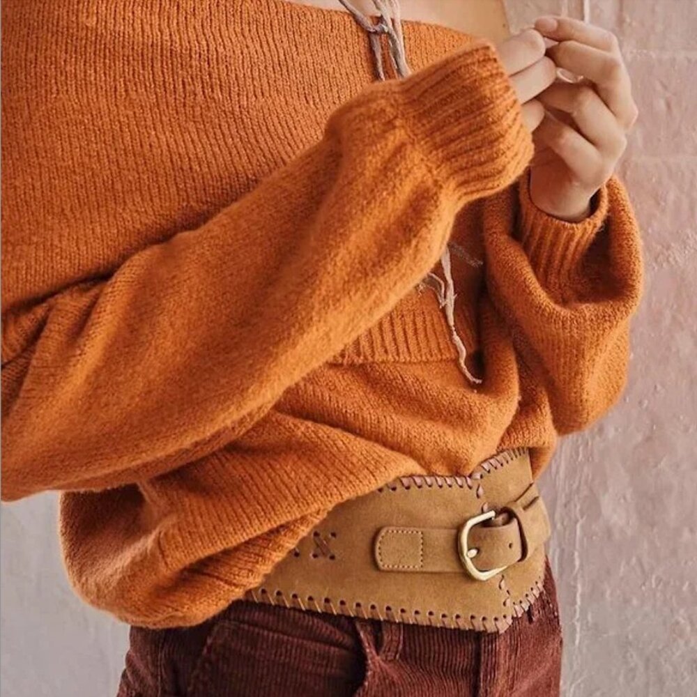 NWT, Anthropologie Suede Corset Belt, Honey, M/L